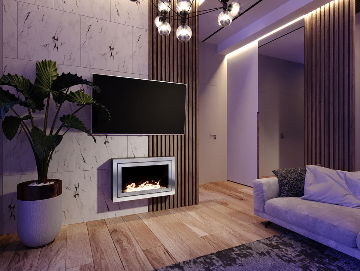 Биокамин "Русский огонь" Стенли 800N настенный (высота 500мм.) с защитным стеклом по цене 35 350 руб.